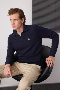 TRENDYOL MAN Lacivert Slim Fit Yunlu Polo Yaka Dugmeli Smart Triko Kazak TMNAW23KZ00238 - Trendyolmilla фото 20