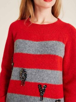 Пуловер, красно-серый - Linea tesini фото 5