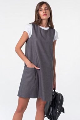 Сарафан короткий свободный темно-серый
