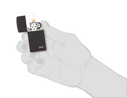 Зажигалка ZIPPO узкая с фирменным логотипом и красной окантовкой | Slim® 1618ZB
