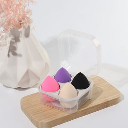 Спонжи для макияжа, набор - 4 шт., увеличиваются при намокании, разноцветные