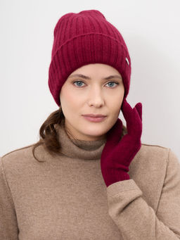 Шапка из кашемира 04336 бордовая