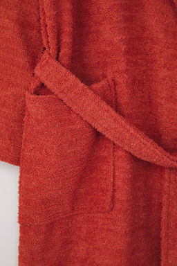 Trendyolmilla Home Ekru Cizgili Baglama Detayl? Unisex Bornoz TPHSS25NZ00000 фото 3