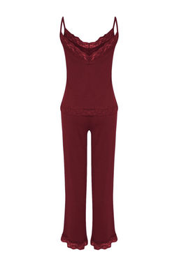 Trendyolmilla Siyah Dantelli ve Kurdele/Fiyonk Detayl? Ip Ask?l? Viskon Orme Pijama Tak?m? THMSS20PT0134  фото 21