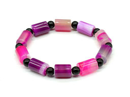 Браслет из агата тонированного цилиндр 8*12мм цв.фуксия, шарик 6мм