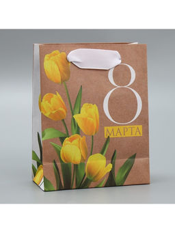 Цена за 3 шт. Пакет подарочный крафтовый, упаковка, 8 марта, S 12?15?5.5 см