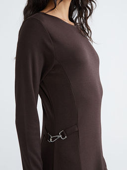 Bisiklet Yaka Beli Kemerli Elbise