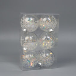 Ёлочные игрушки Прозрачный лист, шары новогодние, d=8 см, набор 6 шт. - Зимнее волшебство фото 4