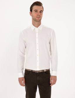 Beyaz Slim Fit Uzun Kollu G_mlek