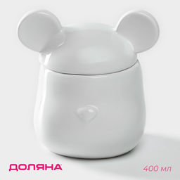 Сахарница Доляна «Мишка Отто», 400 мл, 11×12×12.5 см, белая