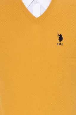 Мужской шафрановый трикотажный свитер Basic - U.s. polo assn фото 18