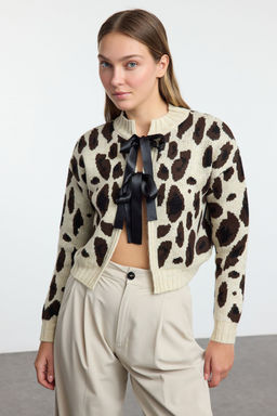 Tas Leopar Desenli Crop Yumusak Dokulu Triko H?rka TWOAW25HI00355
