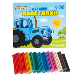 Пластилин 12 цветов 180 г, Синий трактор