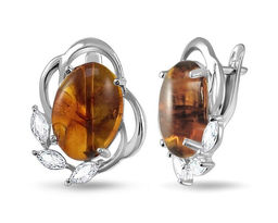 Серьги, янтарь, СПН4047