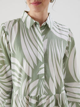 G?mlek Yaka Desenli A Kesim Elbise