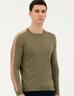 Haki Slim Fit Bisiklet Yaka Triko Kazak - Pierre cardin фото 3