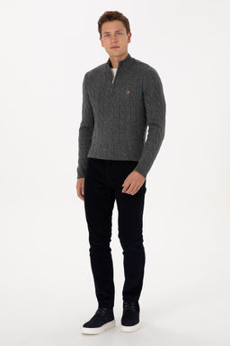 Erkek Lacivert Slim Fit Kanvas / Chino Pantolon