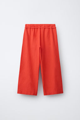 PANTAL?N WIDE LEG CORD?N CON LINO / Rojo - Zara фото 2