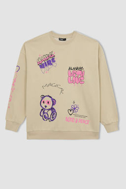Толстый толстый свитшот Cool Oversize с круглым вырезом - Defacto фото 7