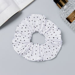 Цена за 4 шт. Резинка для волос «Орбита», жатка крапинки, 12 см, белая