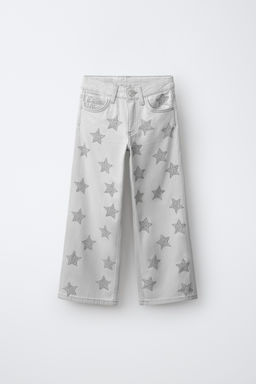 JEANS WIDE LEG ESTAMPADO ESTRELLAS TACHAS / Gris vigor?