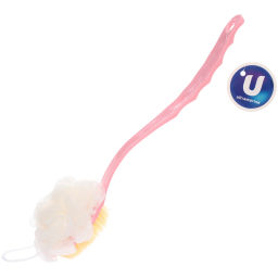 Цена за 3 шт. Мочалка массажная "PREMIUM - FARGO", на пластиковой ручке, цвет розовый, 35*10см (лейбл Ультрамарин)