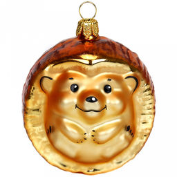 Елочная игрушка фигурка стеклянная Ежик h6,2см, ручная художественная роспись, подарочная упаковка (Россия)