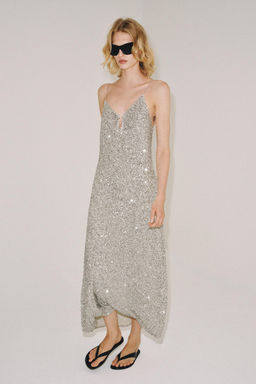 VESTIDO MIDI LENTEJUELAS ZW COLLECTION / Plata