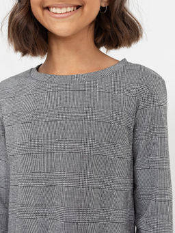 Прямое платье в клетку с накладными черными карманами для девочек - Mark formelle фото 3