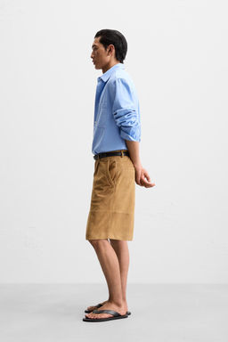 PLEATED SUEDE LEATHER BERMUDA SHORTS - Zara фото 4