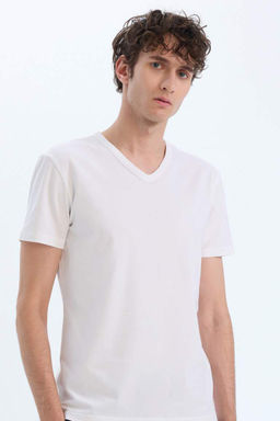 Slim Fit Dar Kesim V Yaka Basic Duz Ust - Defacto фото 2