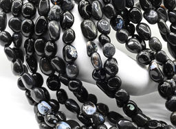 Бусины из агата черного галтовка 6*8мм, 40см, 50 бусин Радуга камня