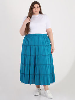 Многоярусная юбка больших размеров - Almond фото 7