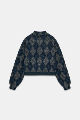 ARGYLE KNIT BOMBER JACKET - Zara фото 8