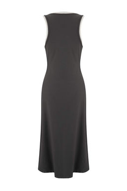 Wardrobe Essentials-Antrasit Renk Bloklu Bodycon Havuz Yaka Maxi Orme Elbise TWOSS26EL00157 - Trendyolmilla фото 2