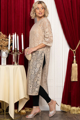 Платье-туника кружевное Ортея (бежевое) П14754-10М - Lt collection фото 2