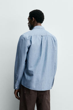 CAMISA REGULAR FIT CHAMBRAY / ?ndigo - Zara фото 3