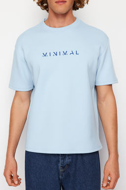 Siyah Oversize/Genis Kesim Kabar?k Yaz? Bask?l? K?sa Kollu Tok Kumasl? T-Shir TMNSS24TS00114 - Trendyolmilla фото 14