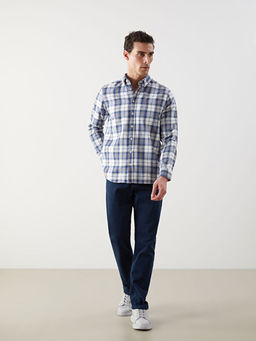 Regular Fit Uzun Kollu Ekose Gabardin Erkek G?mlek