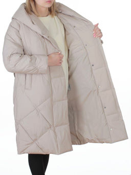 8870 LT. BEIGE Пальто зимнее женское оверсайз (200 гр. холлофайбер)