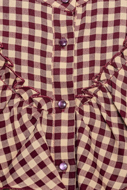BLUSA VOLANTES CUADROS / Burgundy - Zara фото 9