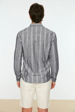 TRENDYOL MAN Beyaz Slim Fit Dugmeli Yaka Ince Cizgili Gomlek TMNSS20GO0092 - Trendyolmilla фото 34