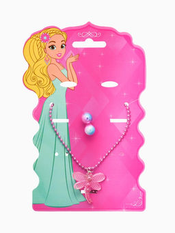 Цена за 2 шт. Набор детских украшений "Выбражулька" стрекоза, 2 предмета: кулон, пусеты, цвет розовый