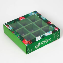 Цена за 5 шт. Коробка под 9 конфет «Елочные игрушки», 14.5×14.5×3.5 см