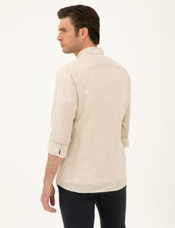 Bej Regular Fit %100 Keten G_mlek