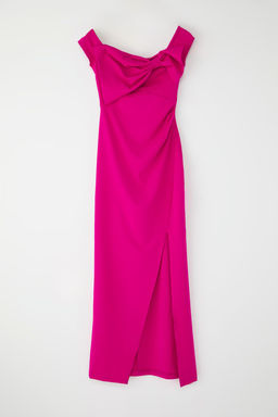 TRENDYOLMILLA Fusya Carmen Yaka Fiyonklu Dokuma Maxi S?k Abiye & Mezuniyet Elbise TPRSS25AE00030  фото 6