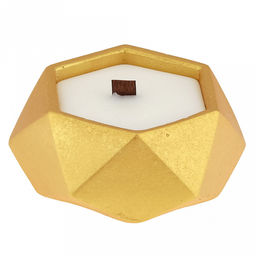Свеча "Грани" д12см, h5см, парафин, в подсвечнике из гипса, малая, золотой, время горения 29 часов (Россия)
