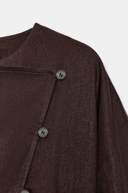 CHAQUETA CRUZADA CON LINO / Marr?n chocolate - Zara фото 6