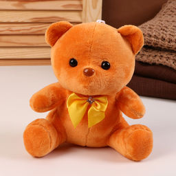 Мягкая игрушка «Мишка», с бантиком, 20 см, с присоской, коричневый