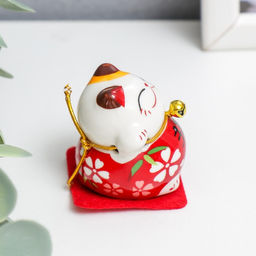 Сувенир керамика Манэки-нэко в костюмчике 4,5х3,6х4,6 см набор 5 шт - Simaland фото 3